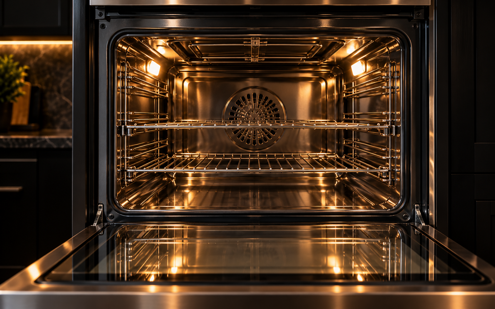 Spotless gleaming oven interior after a Grill Guard deep clean